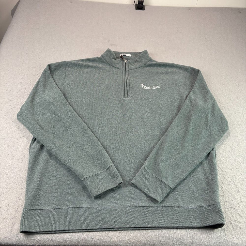 Peter‎ Millar Sweater Mens 2XL Green 1/4 Zip Pullover Melange Tri Blend Golf